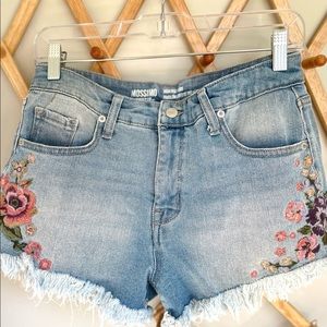 Women’s High Waist Denim Floral Mossimo Shorts Sz 8